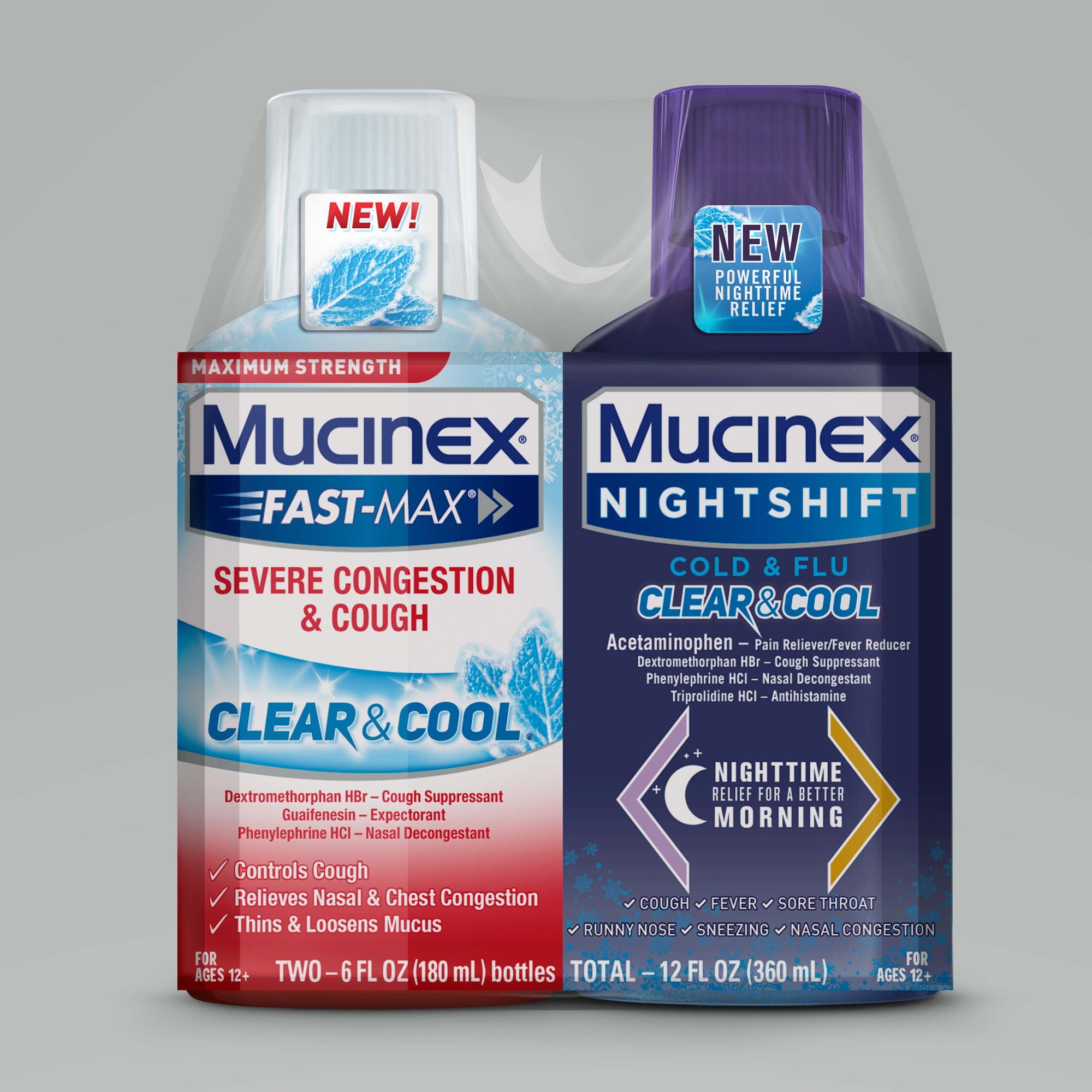 MUCINEX FASTMAX Clear  Cool Adult Liquid  Day Night Severe Congestion  Cough Day discoed